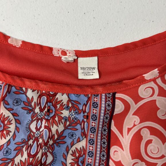 Cato Blouse Womens 18/20 Floral Flutter Short Sleeve Artsy Flowy‎ - Picture 5 of 8